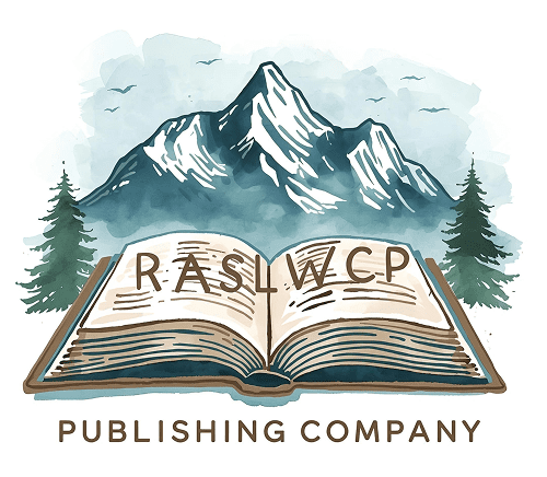 Open book with mountains and trees.